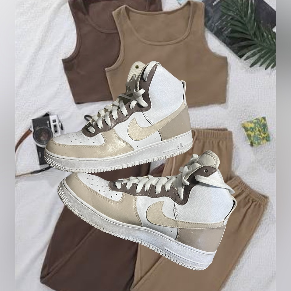 NIKE | Air Force Ones | Womens Custom Matte Nude Palette | Brown& White | Size 9